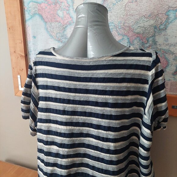 BloomChic Plus Size Navy Grey and Cream Striped Top Size 22-24 - Picture 7 of 11